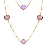 Collier en acier dor� sautoir d'oxydes carr�s d�grad� de violet