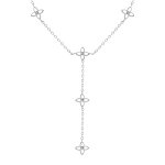 Collier en acier fleurs cravate rsine blanche - 40 + 5cm