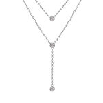 Collier en acier forme y avec 3 oxydes blancs sertis 38 + 4cm