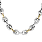 Collier en acier maille grain de caf bombe bicolore largeur 8mm et longueur 54cm