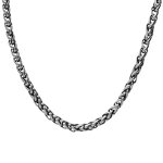 Collier en acier maille palmier patine brillante largeur 4mm longueur 55cm