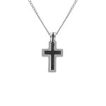 Collier en acier pendentif croix pvd noir 20 x 13mm - 50 + 5cm