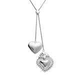 Collier en acier pendentif deux coeurs