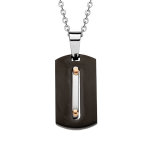 Collier en acier avec pendentif plaque rectangulaire en pvd noir 50 + 5cm