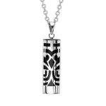 Collier en acier pendentif tiki protection en onyx véritable 50 + 5cm Collier en acier pendentif tiki protection en onyx véritable 50 + 5cm