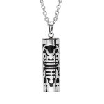 Collier en acier pendentif tiki amour en onyx véritable 50 + 5cm Collier en acier pendentif tiki amour en onyx véritable 50 + 5cm