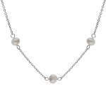 Collier en acier et perles de culture d'eau douce 42 + 4cm