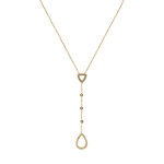 Collier en acier et pvd doré forme cravate strass blancs sertis clos et goutte - 39. 5 + 4cm Collier en acier et pvd doré forme cravate strass blancs sertis clos et goutte - 39. 5 + 4cm