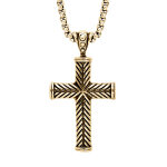 Collier en acier et pvd jaune chaîne maille jaseron avec pendentif grosse croix longueur 55 + 10cm Collier en acier et pvd jaune chaîne maille jaseron avec pendentif grosse croix longueur 55 + 10cm