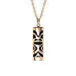 Collier en acier et pvd jaune chaîne avec pendentif tiki prospérité fond onyx véritable longueur 50 + ... Collier en acier et pvd jaune chaîne avec pendentif tiki prospérité fond onyx véritable longueur 50 + ...