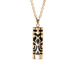 Collier en acier et pvd jaune chaîne avec pendentif tiki protection fond onyx véritable longueur 50 + ... Collier en acier et pvd jaune chaîne avec pendentif tiki protection fond onyx véritable longueur 50 + ...