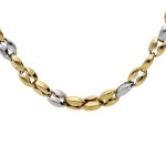 Collier en acier et pvd jaune maille grain de caf� 50 + 5cm