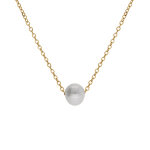 Collier en acier et pvd jaune et perle de culture d'eau douce 40 + 9cm
