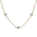 Collier en acier et pvd jaune et perles de culture d'eau douce 42 + 4cm