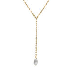 Collier en acier et pvd jaune perles de culture d'eau douce 49cm