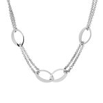 Collier en acier sautoir double chaîne avec anneaux ovales 77cm Collier en acier sautoir double chaîne avec anneaux ovales 77cm