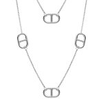 Collier en acier sautoir maille marine - 97 + 5cm