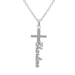 Collier en argent cgaine maille forcat prénom en découpe laser anglaise en vertical avec croix - 40cm ... Collier en argent cgaine maille forcat prénom en découpe laser anglaise en vertical avec croix - 40cm ...