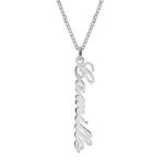 Collier en argent cha�ne for�at d�coupe laser 1 pr�nom lettre anglaise verticale 42cm et anneau � 40cm ...