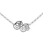 Collier en argent chane maille 1 + 1 avec dcoupe anglaise 2 initiales stylises - longueur 40cm