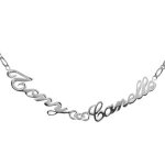 Collier en argent chaîne mailles 1 + 1 largeur 2mm avec découpe anglaise 2 prénoms - longueur 40cm + ... Collier en argent chaîne mailles 1 + 1 largeur 2mm avec découpe anglaise 2 prénoms - longueur 40cm + ...