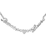 Collier en argent chaîne mailles 1 + 1 largeur 2mm avec découpe anglaise 2 prénoms séparés par un coeur ... Collier en argent chaîne mailles 1 + 1 largeur 2mm avec découpe anglaise 2 prénoms séparés par un coeur ...