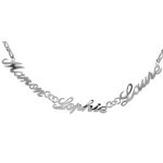 Collier en argent chaîne mailles 1 + 1 largeur 2mm avec découpe anglaise 3 prénoms - longueur 40cm + ... Collier en argent chaîne mailles 1 + 1 largeur 2mm avec découpe anglaise 3 prénoms - longueur 40cm + ...