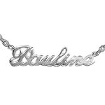 Collier en argent chaîne maille forçat avec découpe anglaise 1 prénom - longueur 40cm + 3cm de rallonge ... Collier en argent chaîne maille forçat avec découpe anglaise 1 prénom - longueur 40cm + 3cm de rallonge ...