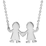 Collier en argent chane avec pendentif 2 petitd garons relis par un coeur au milieu possibilit de ...
