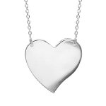 Collier en argent chane avec pendentif plaque en forme de coeur  graver - longueur 43cm