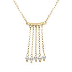 Collier argent dor 5 chanettes avec perles blanches rglable 42  45cm