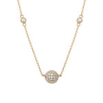 Collier en argent dor� boule avec oxydes blancs - 38 + 5cm