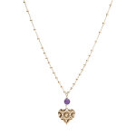 Collier argent dor chane boule pendentif coeur mpartel avec 1 boule jade violette vritable rglable ...