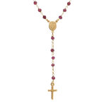 Collier en argent dor chapelet boules facetes rodolite violettes - 45 + 5cm
