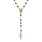 Collier en argent dor chapelet boules facetes spinelle noires - 45 + 5cm