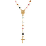 Collier en argent dor chapelet boules facetes tourmaline multi couleurs - 45 + 5cm