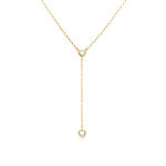Collier en argent dor forme cravate avec coeurs d'oxydes blancs - 38 + 5cm