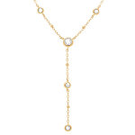 Collier en argent dor forme cravate oxydes blancs - 38 + 5cm
