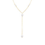Collier en argent dor forme cravate perles blanches imitation 38 + 5cm