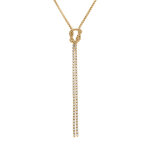 Collier en argent doré forme cravate oxydes blancs sertis tennis avec noeud - 38 + 5cm Collier en argent doré forme cravate oxydes blancs sertis tennis avec noeud - 38 + 5cm