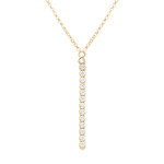 Collier en argent dor� forme y avec riviere d'oxydes blancs sertis - 41 + 5cm