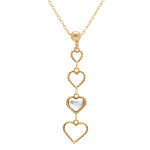 Collier en argent dor� avec pendentif coeurs ajour�s et un oxyde blanc - 40 + 5cm