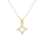 Collier en argent dor� avec pendentif �toile entour�e d'oxydes blancs sertis - 40 + 5 cm