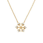 Collier en argent dor� pendentif flocon de neige avec oxydes blancs