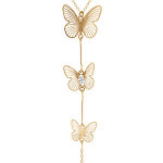 Collier en argent dor� trois papillons avec oxyde blanc - 40 + 5cm