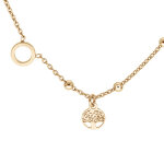 Collier en argent et dorure jaune boules avec 1 cercle et pampille arbre de vie 42 + 3cm