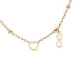 Collier en argent et dorure jaune boules avec 1 coeur et 1 pampille infini 42 + 3cm