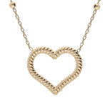 Collier en argent et dorure jaune boules avec coeur torsad� �vid� 40 + 5cm