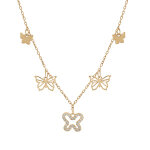 Collier en argent et dorure jaune chaîne avec pampilles papillon 40 + 5cm Collier en argent et dorure jaune chaîne avec pampilles papillon 40 + 5cm