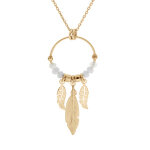 Collier en argent et dorure jaune chane avec pendentif anneau 15mm avec boules blanches et pampilles ...